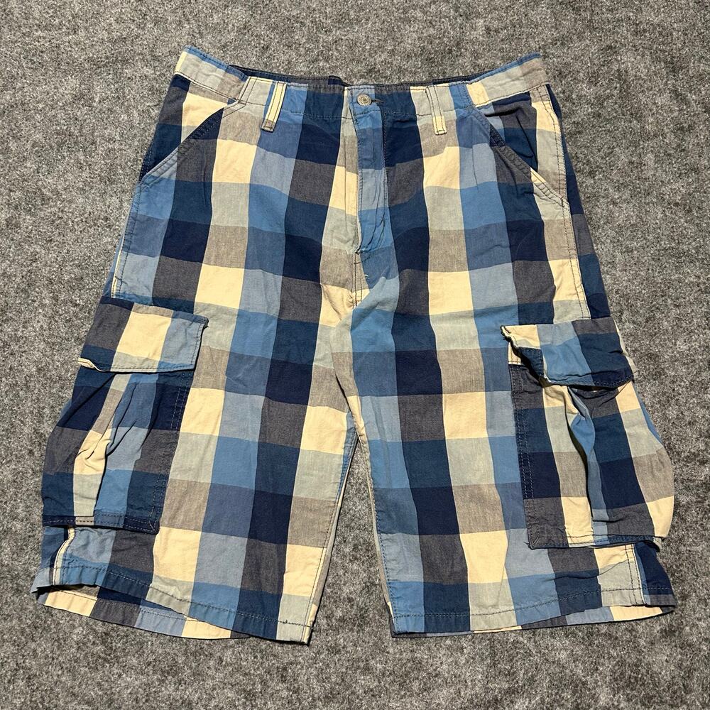 Levi’s Blue Multi-Check Cargo Shorts‎ 32